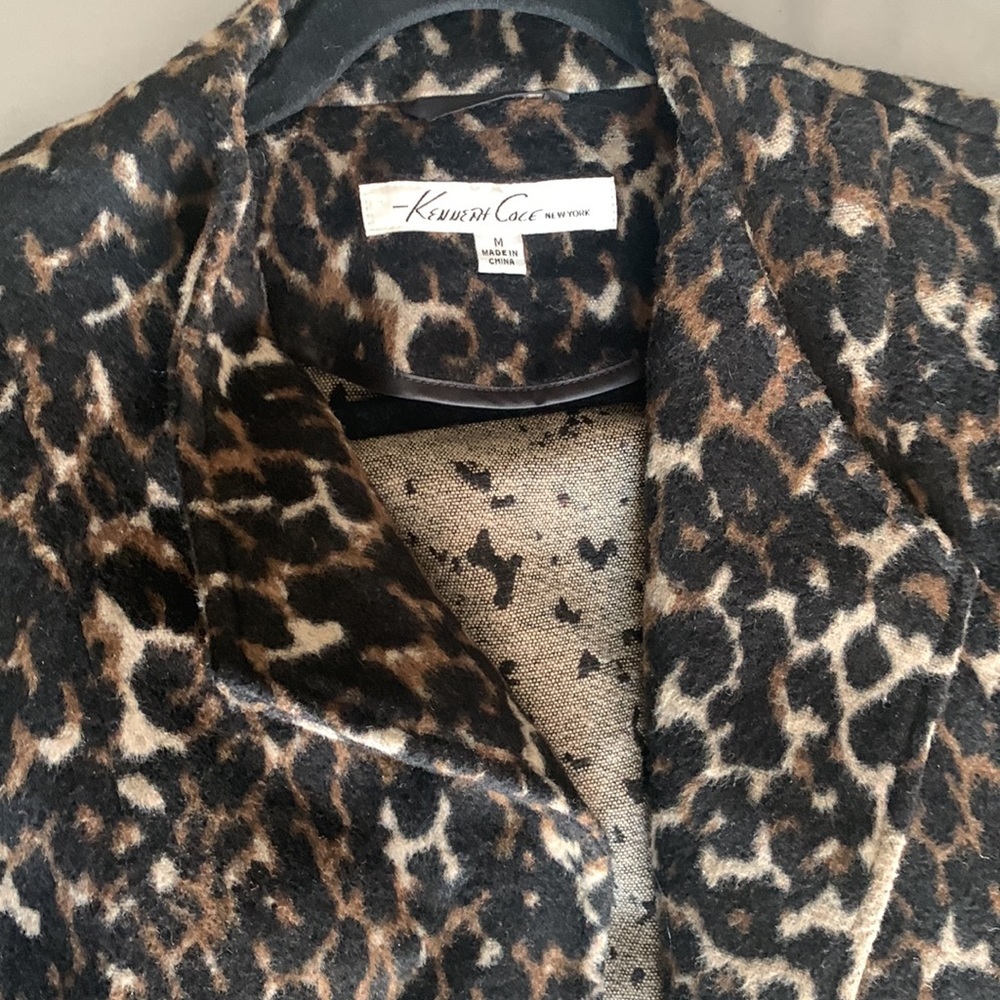 Kenneth Cole leopard print coat size Medium brown black mob wife - Picture 11 of 11